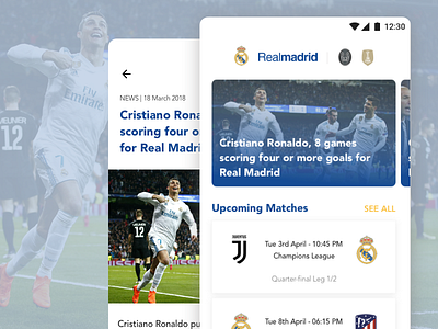 Football Android Application Concept | Real Madrid android football madrid real madrid sport sport news