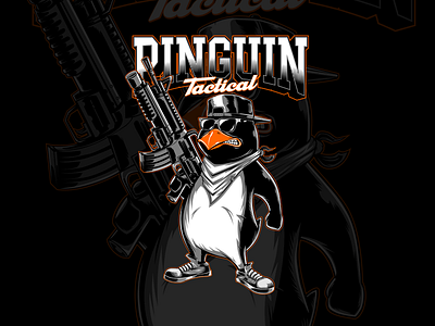 Pinguin Tactical firefigther illustration t shirt tee vector