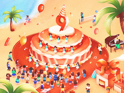 9th Anniversary Carnival anniversary design illustration party