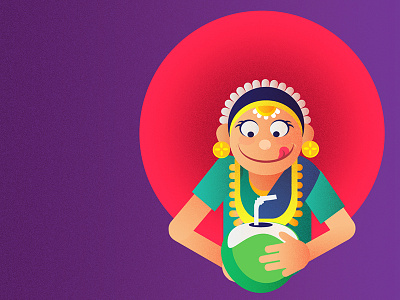 South Indian Culture character cute food girl illustration coconut indian culture lady southindia tasty