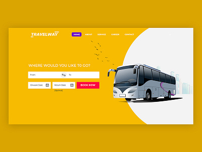 Landing Page booking bus design form landing mockup page search travel ui webdesign