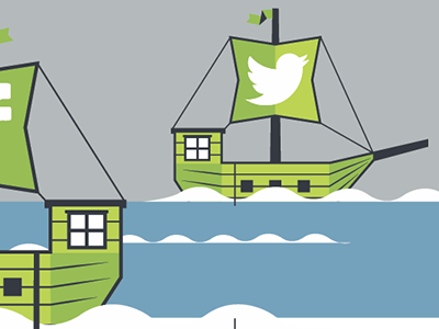 Branded Social Media Icons blue green ships social