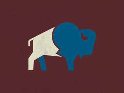 Bison bison blue bold buffalo geometric icon