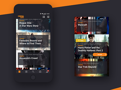 Cinema City App Concept MOVIE SCREEN LIST VIEW