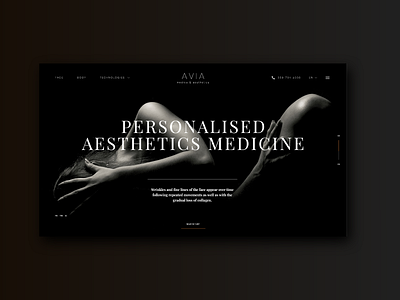 AVIA Beauty Medic & Aesthetics Clinic app design minimal typography ui ux web website