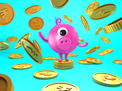 Piggy Bank 🐷🏦 3d c4d illustration mascot piggybank