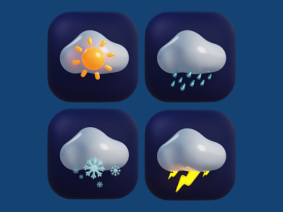 Weatherly icons 🌤🌧🌨🌩 3d design icon illustration ui
