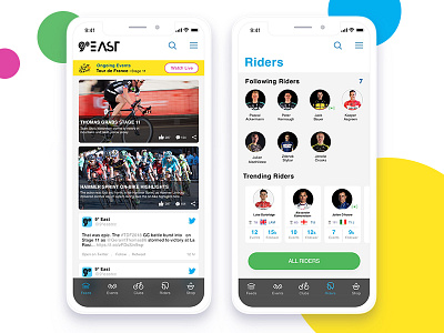 9° East app cycling design ui ux