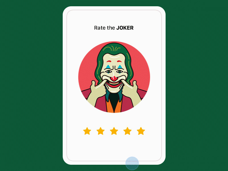 Rate the Joker 🤡 animated gif card clown illustraion interaction joker joker movie micro interaction rating smile ui vector villain