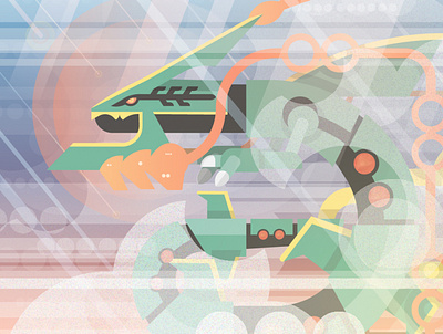 Rayquaza design flat graphic art illustration pokemon vector vector illustration