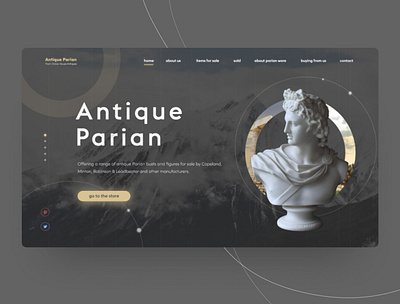 Design for website antique parian wares. design typography ui ux web website