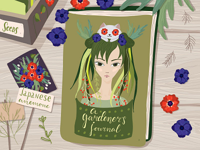 Fairy of the garden fairy flowers illustartion leaves plants portrait texture vector woman