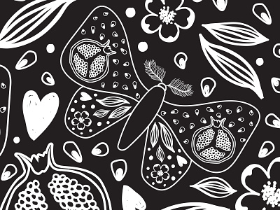Creature of the night black dark floral flowers gothic illustration moth mystic pattern pattern design vector