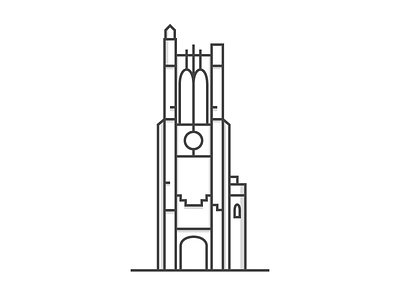 Beaumont Tower beaumont black line michigan state msu print vector white