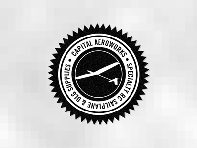 Capital Aeroworks airplane badge black glider logo round white