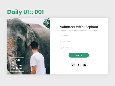 Daily UI #001 adobe xd design sign up ui volunteer web