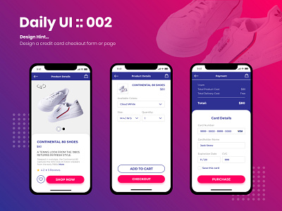 Daily UI #002 adobe xd credit card checkout payment shopping app uidailychallenge