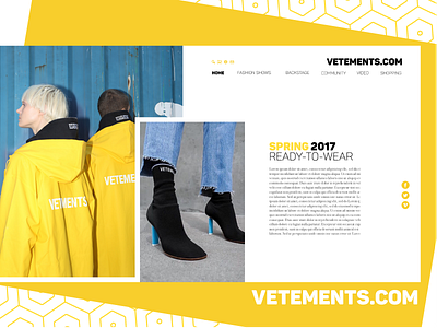 VETEMENTS.COM adobe xd app debut ecommerce fashion homepage shop style template ui ui ux ui ux designer uiux design web web design yellow