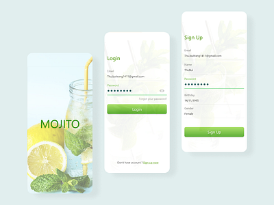 MOJITO LOGIN_SIGNUP design ui ux