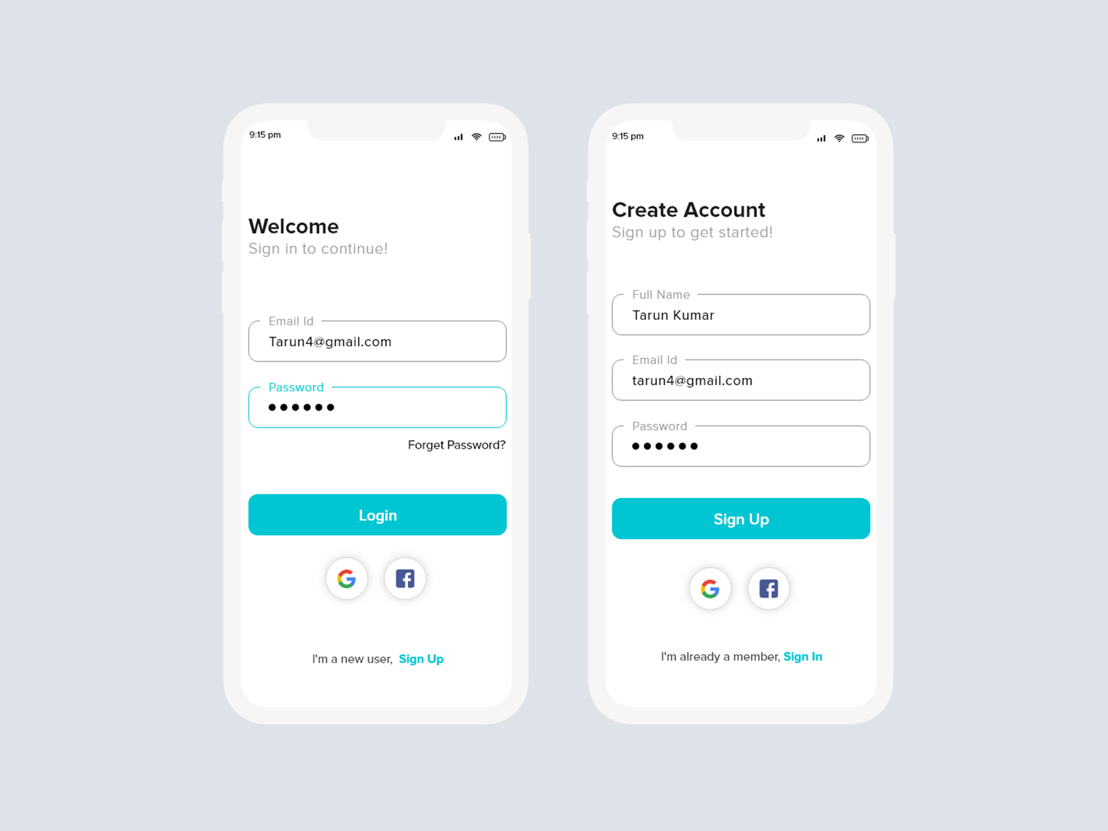 Login and Sign up screen App by Tarun kumar on Dribbble