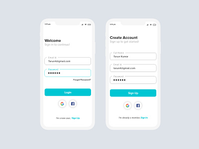 Login and Sign up screen App
