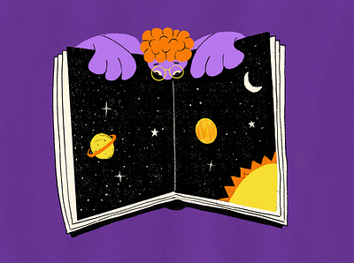 Libro - Universo books character editorial flat illustration procreate texture universe