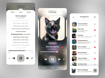 Kori Music app application blur concept design interface iteraction lyric mobile music play playlist ui ux