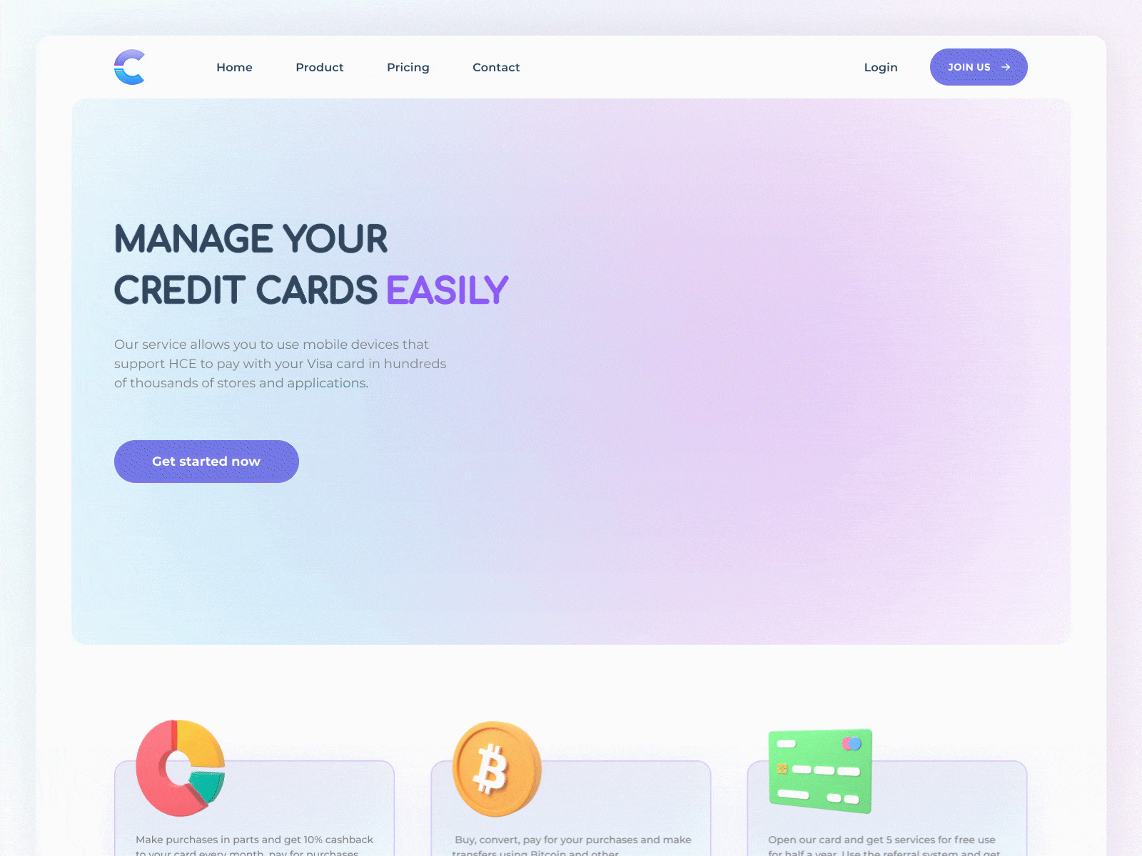 Banking Service Main page Design animation card cash design money ui ux visa webdesign website