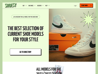Shoe store home screen concept branding design nike shoes store ui ux webdesign website