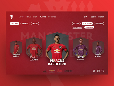 Manchester United adidas branding design football logo manchester united ui ux webdesign website