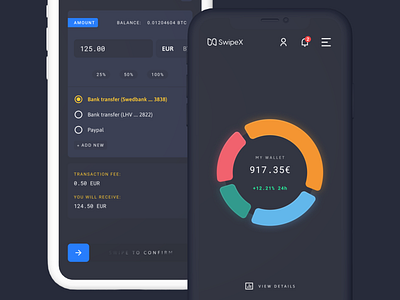 Swipex — cryptocurrency exchange app aavik andrus andrus aavik bitcoin crypto mobile app product design ui ux