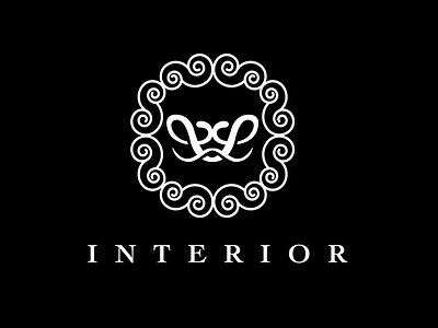 Ll Interior black circle designer interior interiordesigner logo monogram ornament swirls white