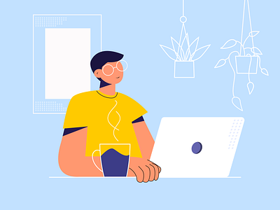 Working from home 2d character 2dillustration adobe ilustrator characterdesign flat flat illustration home illustration illustrator working working from home