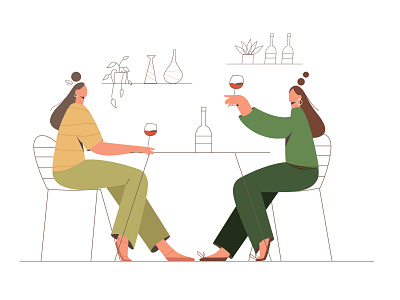 Girls Night Out 💫 AI Freebie 💫 2d character 2dillustration adobe ilustrator characterdesign flat flat illustration freebie freevector girl character girl illustration illustration illustrator wine woman illustration women