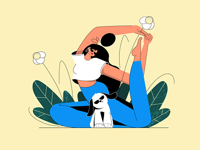 Yoga with my bestie 2d character 2dillustration adobe ilustrator charater cute animals dog illustration illustrator pet woman woman doing yoga yoga
