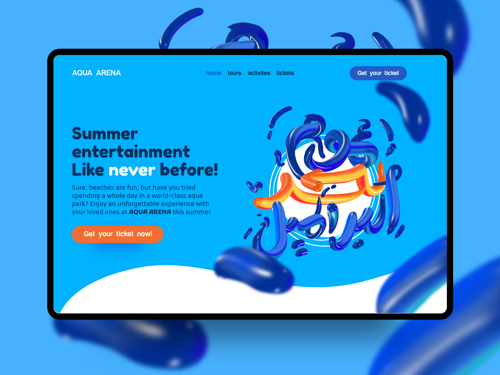 AQUA ARENA | landing page idea for aqua park by Abdullah Qadry on Dribbble