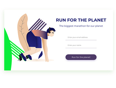 Run for the planet adobe dailyui design earth flat illustration illustrator interaction interface landing page marathon run ui xd