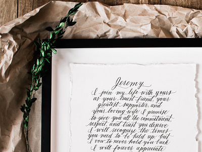 Hand Lettered Vows custom hand drawn hand lettering script type vows wedding