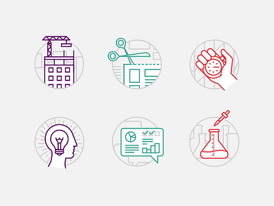 Some Icons building construction conversation experiment icons insight light bulb science yo scissors stopwatch