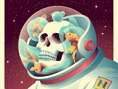 Foo Fighters Denver Poster austronaut bowl fish foo fighters grain illustration skull space space helmet stars water