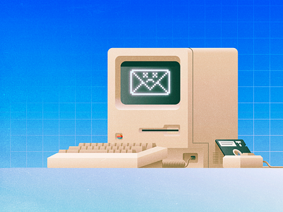 Email is dead 128k apple computer dead email floppy grain illustration keyboard mac macintosh mouse retro vintage