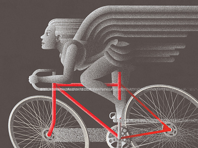 Valkyrie art deco cycling screenprint valkyrie