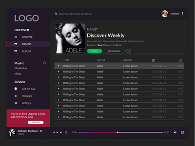 Music Streaming App design ux design web design