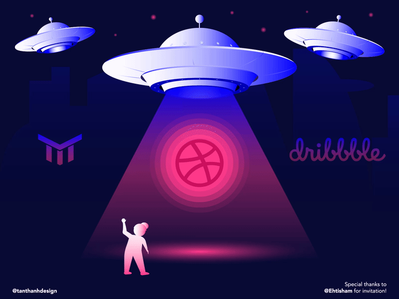 Special Thanks For The Dribbble Invitation after effects animated animated gif animation hello dribbble illustrator thank you thanks for invite