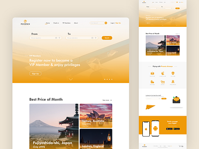 Phoenix Airways Homepage | Web UI Design adobexd airways booking homepage phoenix uidesign uiux web design website yellow