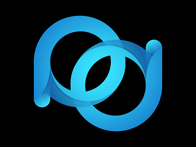 P+D blue chain design gradient logo minimalistic modern round