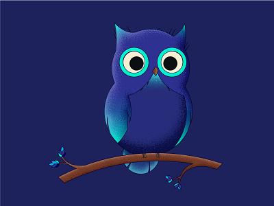 The Blue Owl blue cute eyes gradient grain night owl