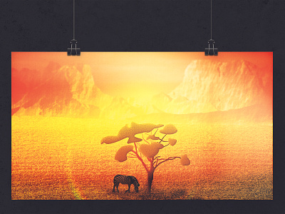 Africa Postcard africa landscape orange postcard sun sunset texture tree zebra