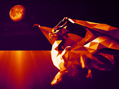 Blood Moon Dragon blood moon color dragon gradient halftone illustration low poly moon texture vector water