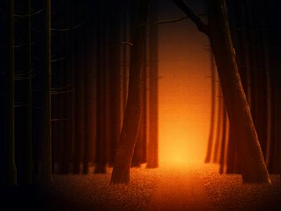 Work in Progress: Forest Sunset forest gradient illustration landscape sunset texture